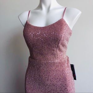 Blush Pink Gown w Open Back and Sequins